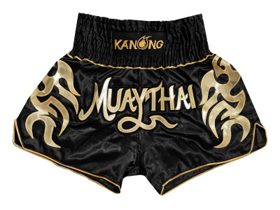 Muay Thai Boxing Shorts : KNS-134-Black