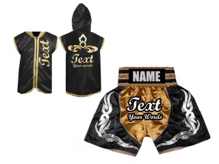 Customized Fighter Hoodies Jacket + Boxing Shorts : Gold