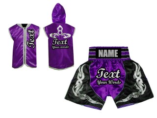 Customized Boxing Hoodies Jacket + Boxing Shorts : Purple