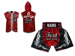 Kanong Fighter Hoodies Jacket + Boxing Shorts : Red