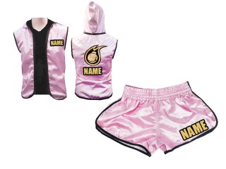 Custom Womens Hoodies Jacket + Boxing Shorts : Pink