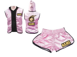 Custom Womens Hoodies Jacket + Boxing Shorts for Women : Pink