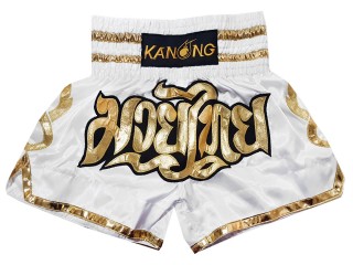 Kanong Muay Thai Shorts for Kids : KNS-121-White-K