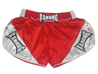 Kanong Retro Boxing Shorts for Women : KNSRTO-201-Red-Silver
