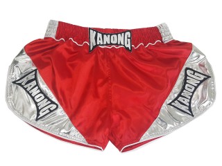 Kanong Retro Boxing Shorts for Womens : KNSRTO-201-Red-Silver