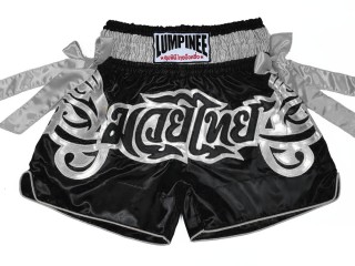 Muay Thai Boxing Shorts for young children : LUM-051-Black-Silver-K