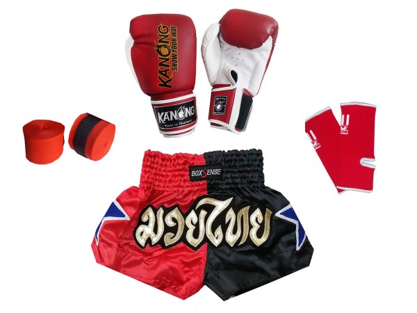 Kids Muay Set Pack Red | MuayThaiGloves.com