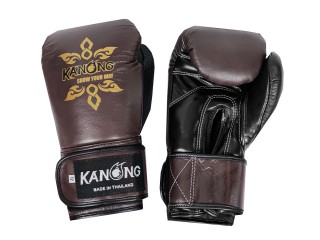 Kanong Real Leather Muay Thai Kickboxing Gloves : Brown/Black