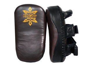 Kanong Real Leather Curved Kick Pads Coaching : Brown/Black