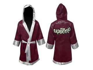 Customize  Muay Thai Fight Robe Costume with hood : Maroon