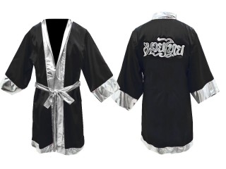 Customize Kanong Muay Thai Fight Robe Costume : Black/Silver