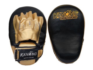 Kanong Semi Leather Long/Wide Boxing Punch Pads : Black/Gold