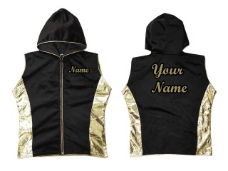 Personalized Muay Thai Hoodies / Walk in Hoodies Jacket : Black/Gold