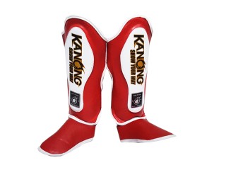 Kanong Kids Semi Leather Shin Guard : Red