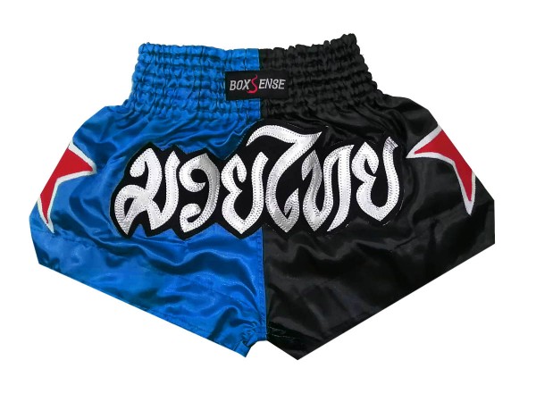 Boxsense Muay Thai Boxing Shorts for Kids : BXSKID-005 Black/Blue