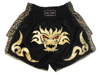 Retro Muay Thai Boxing Shorts : BXSRTO-026-Black