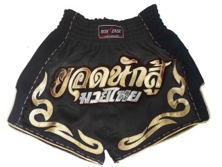Retro Muay Thai Boxing Shorts : BXSRTO-027-Black