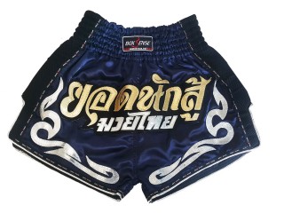 Retro Muay Thai Boxing Shorts : BXSRTO-027-Navy