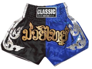 Muay Thai Shorts : CLS-015-Black-Blue