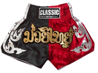 Muay Thai Boxing Fightwear Shorts : CLS-015-Black-Red