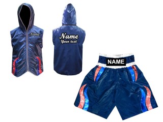 Custom Fighter Jacket + Boxing Shorts : Navy / Stripes