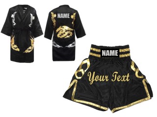 Custom Fighter Gown + Boxing Shorts : Black / Gold