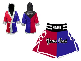 Custom Fighter Gown + Boxing Shorts : Black / Blue / Red