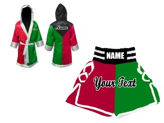 Custom Fighter Gown + Boxing Shorts : Black / Green / Red