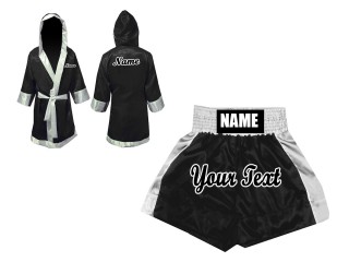 Custom Fighter Gown + Boxing Shorts : Black / White