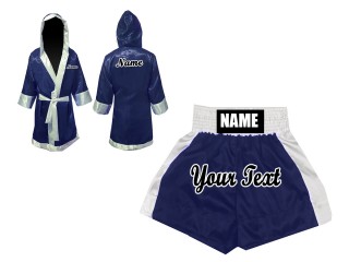 Custom Fighter Gown + Boxing Shorts : Navy / White