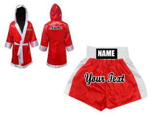 Custom Fighter Gown + Boxing Shorts : Red / White