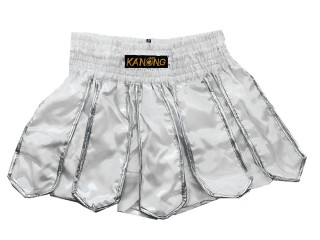 Muay Thai Boxing Shorts : KNS-139-White