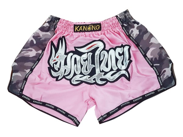 Thailand Retro Muay Thai Shorts : KNSRTO-231-Pink