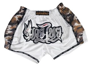 Thailand Retro Muay Thai Shorts : KNSRTO-231-White