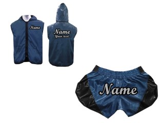 Personalized Muay Thai Hoodies + Muay Thai Shorts  : Retro Navy