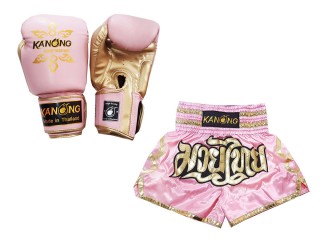 Bangkok gift - Muay Thai Gloves and Custom Muay Thai Shorts : 121 Pink