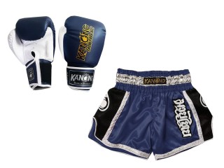 Bangkok Souvenir - Thai Gloves and Custom Muay Thai Shorts : 208 Navy