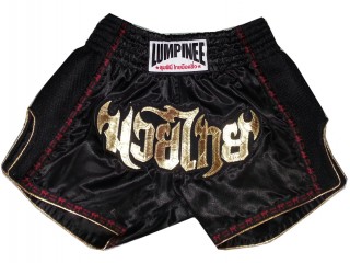Womens Retro Muay Thai Boxing Shorts : LUMRTO-003-Black