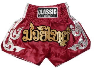 Muay Thai Boxing Fightwear Shorts : CLS-015-Maroon