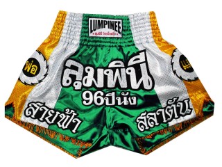 Green Lumpinee Muay Thai Boxing Shorts with tassles : LUM-022