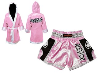 Custom Boxing Robe + Muay Thai Shorts : Pink