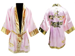 Custom Kanong Muay Thai Fight Robe : Pink Lai Thai